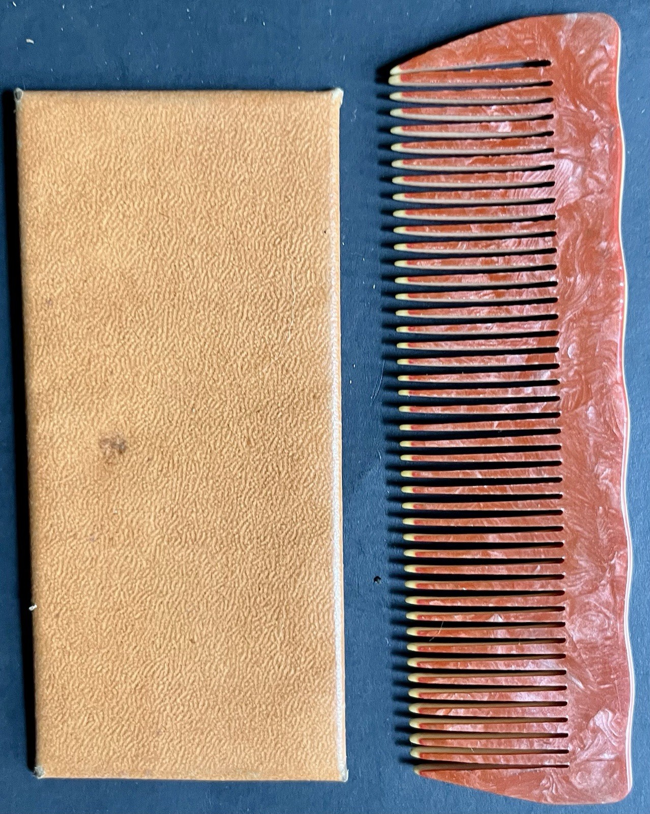 Vintage Souvenir Yellowstone Park Leather Case Comb Mirror Hand Painted Flower