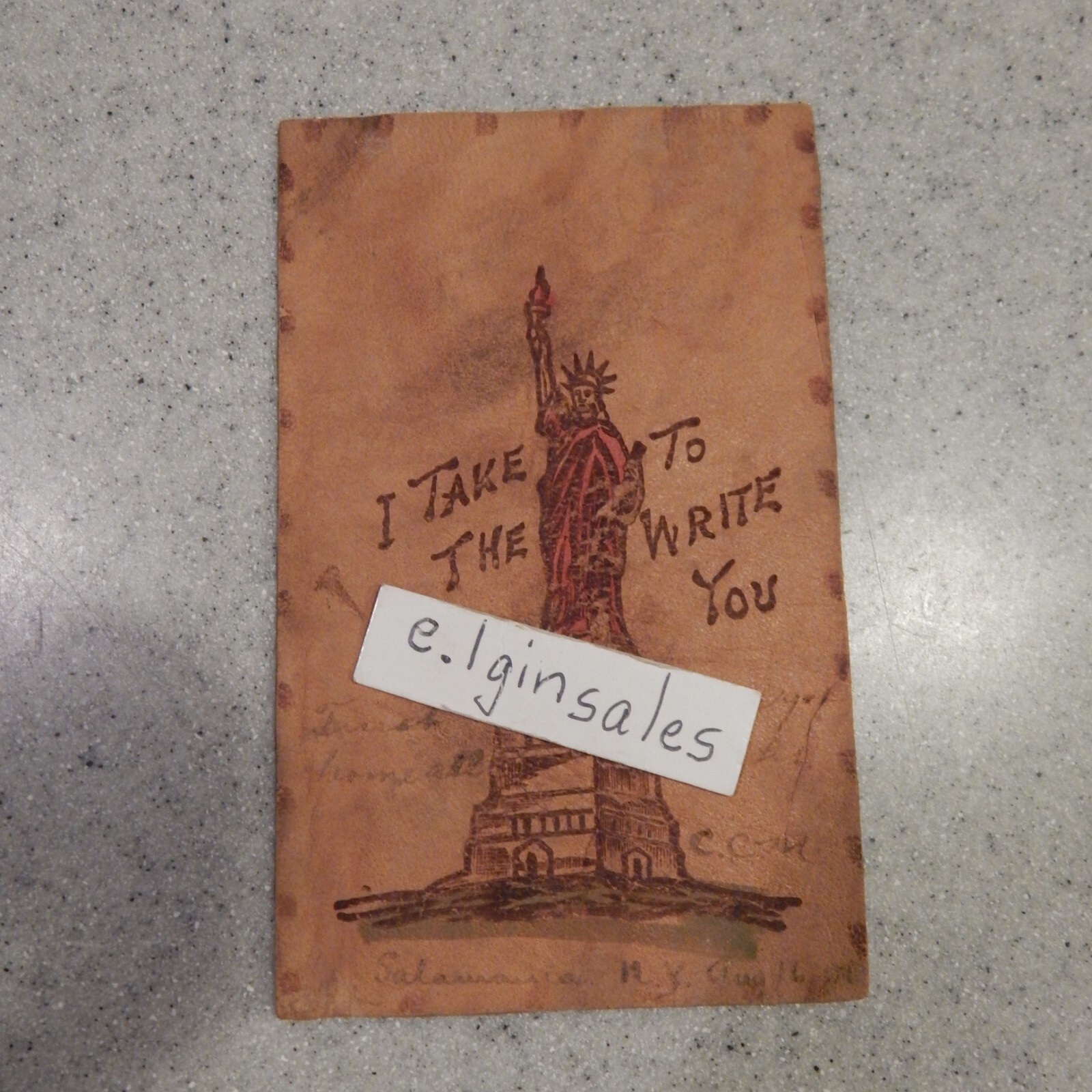 Statue of Liberty – National Monument – Leather Post Card – Circa 1905