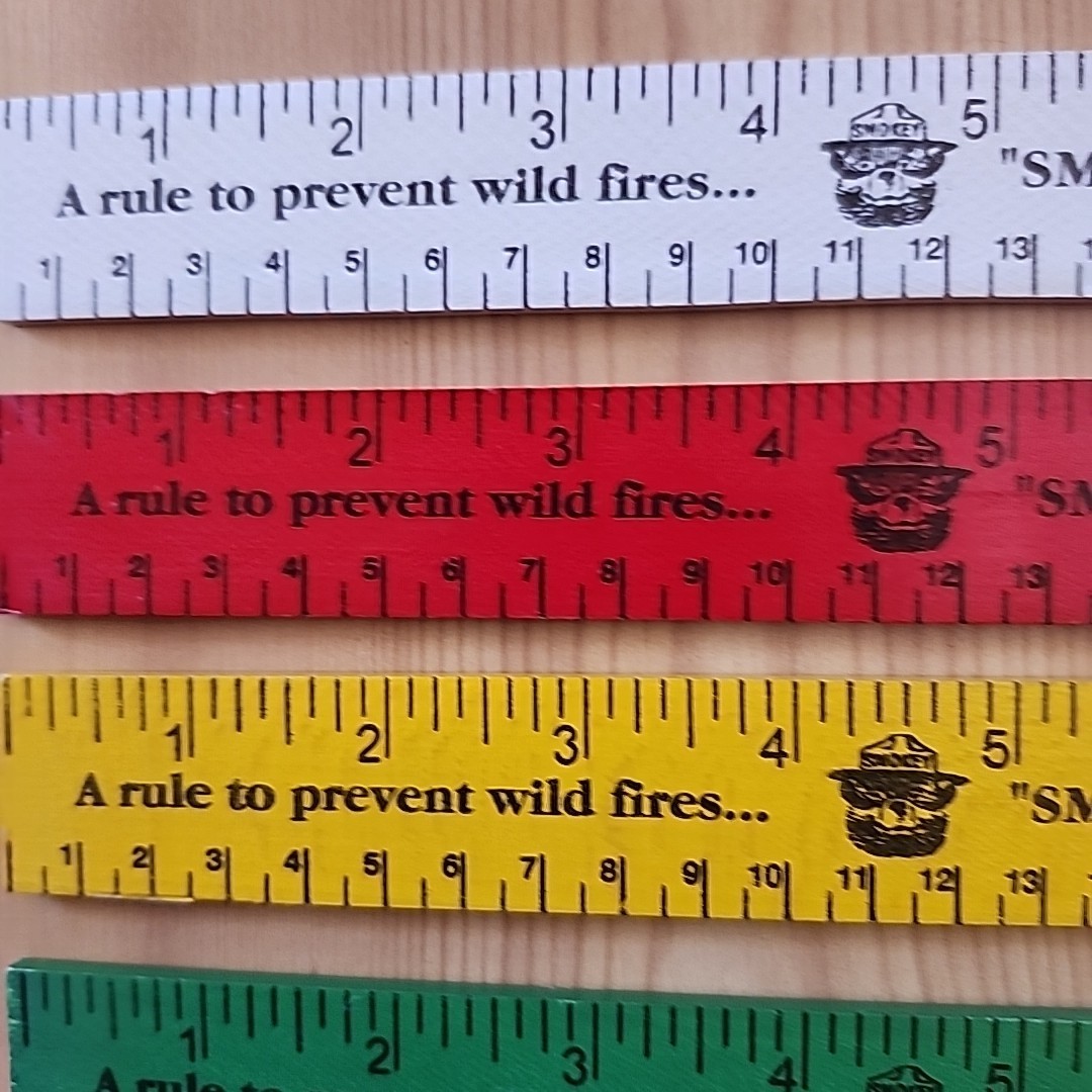 6 VTG Smokey The Bear Wood Ruler Smokey’s Friends Don’t Play With Matches