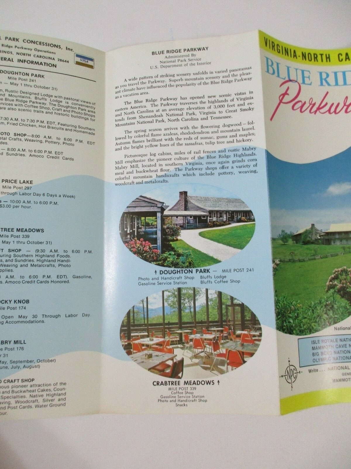 1984 Blue Ride Parkway National Park Virginia NC Travel Map Guide Brochure-B36