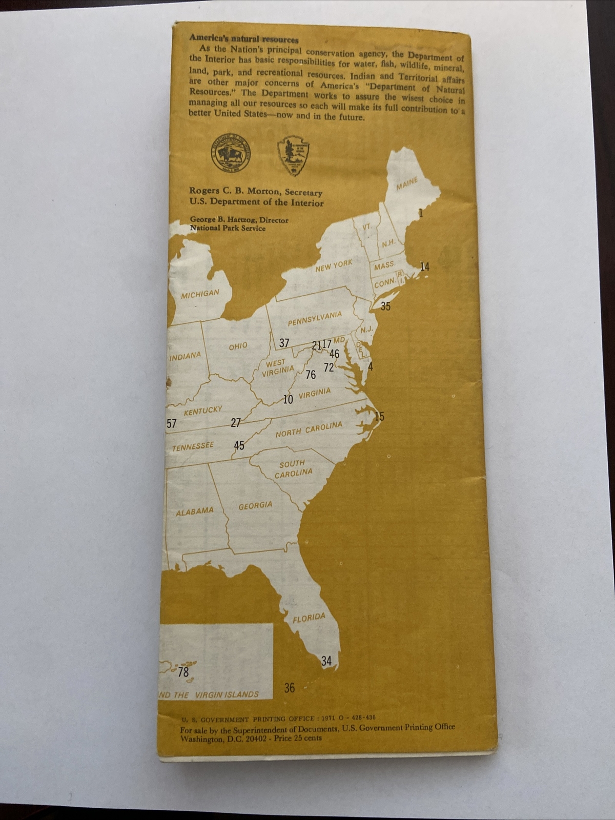 1971 Vintage U.S. Camping In The National Park Visitors Guide Fold Out Brochure!