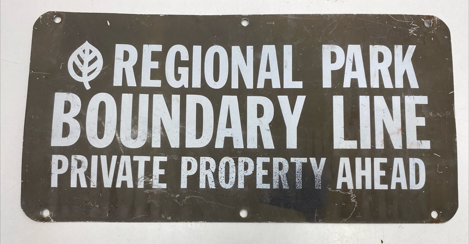 RARE 2sided “REGIONAL PARK BOUNDARY LINE” Private Property Ahead Original 18”X9”