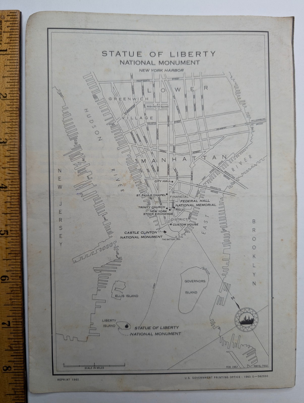Vtg Statue of Liberty National Monument NPS Brochure Map New York City NYC 1960