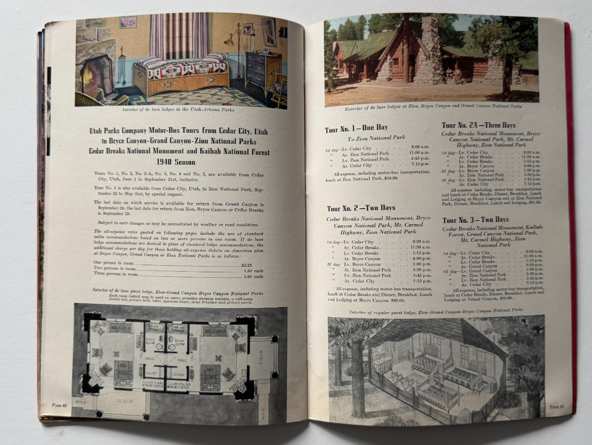 1940 Union Pacific Railroad Advertising Booklet Zion Bryce Grand Canyon Nat Park