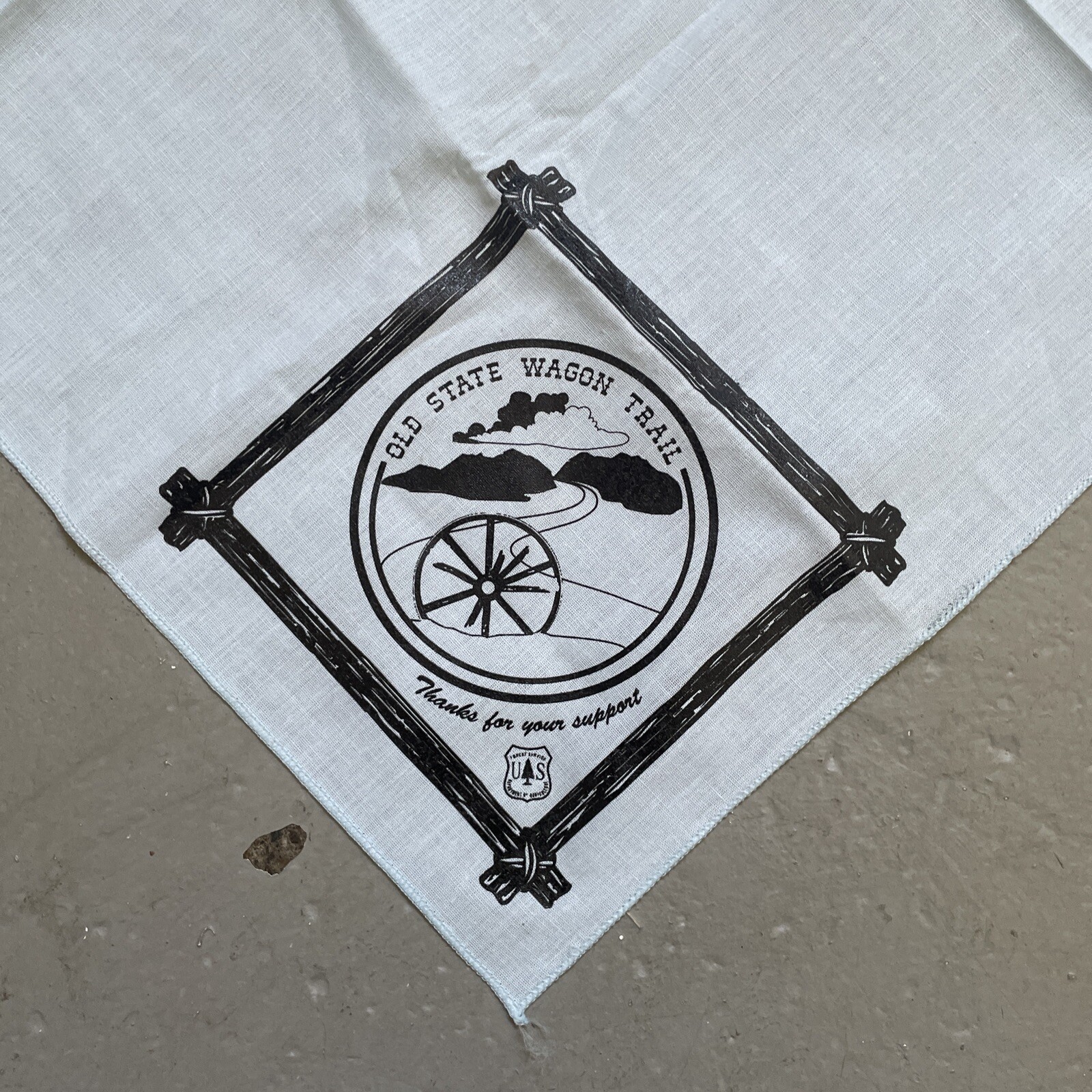 Vintage US Forest Service Dept. Agriculture Old State Wagon Trail Bandana Hanky