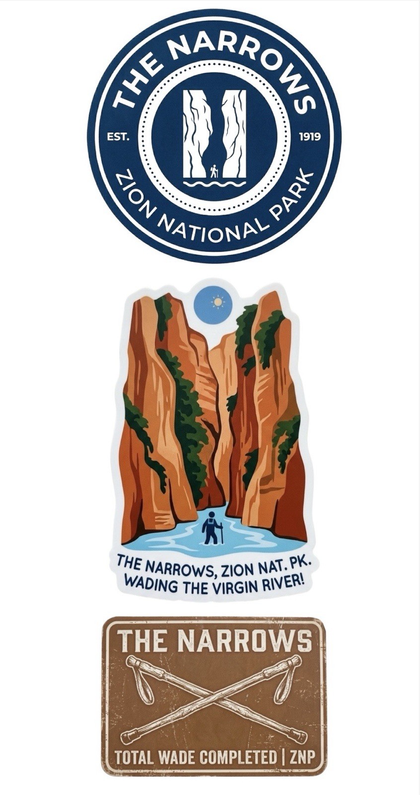 The Narrows “Virgin River” Sticker Sheet | 3-in-1 Commemorative Set