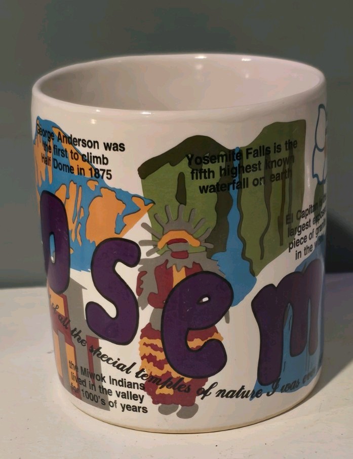Vintage Yosemite National Park Historical Facts John Muir XL Coffee Tea mug cup