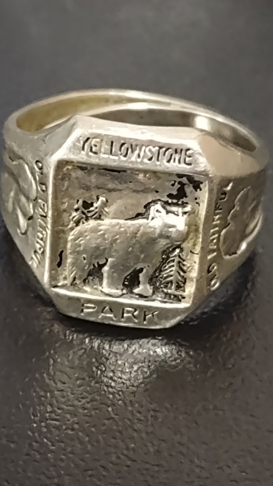 Vintage Antique Yellowstone National Park Souvenir Ring Old Faithful Jewlery