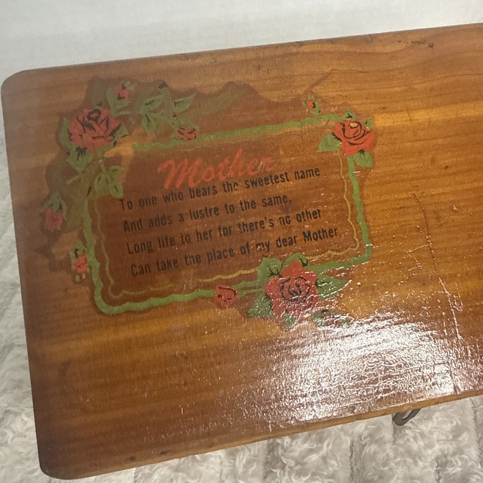 Vintage El Monte California Cedar Wood Chest Souvenir Mother Rose Treasure Box