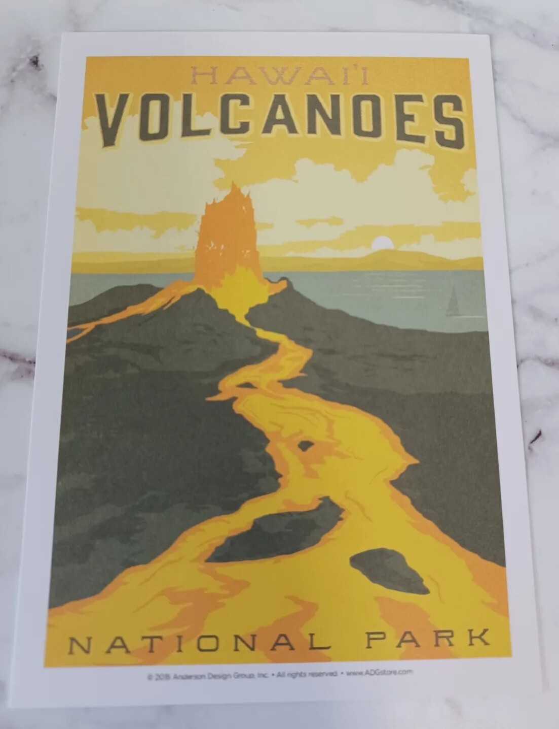Volcanoes National Parks 100th Anniversary Illustrated Print Post Card