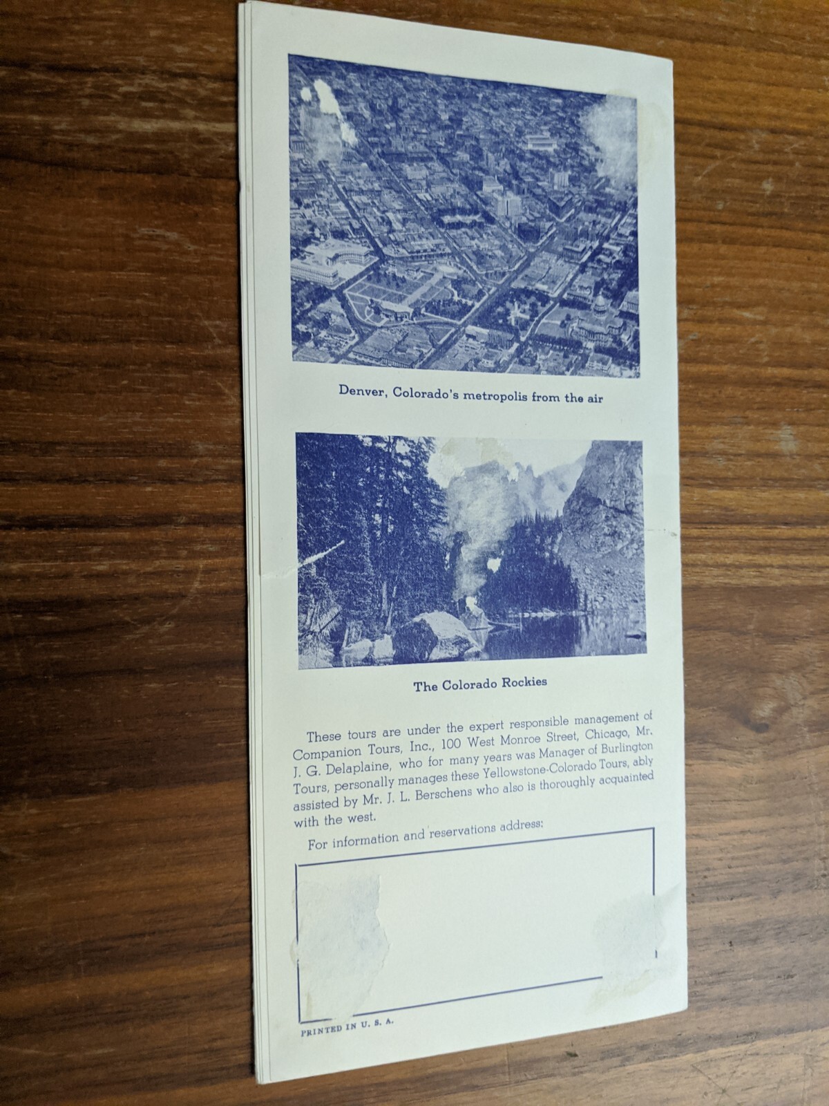 Yellowstone Park & Colorado Tours 1920’s Brochure Northern Pacific