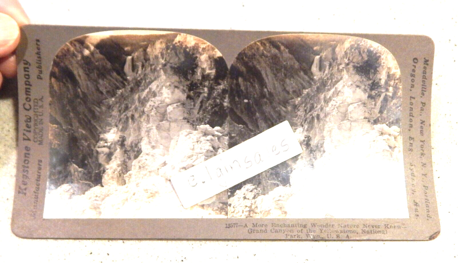 Grand Canyon of the Yellowstone National Park – Keystone Stereo View 1900