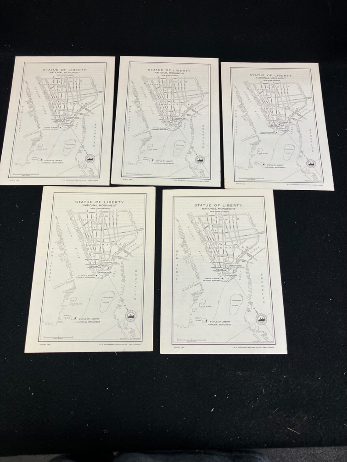 1962 STATUE OF LIBERTY FOLDOUT TOURIST BROCHURE W MAP NATIONAL MONUMENT LOT OF 5