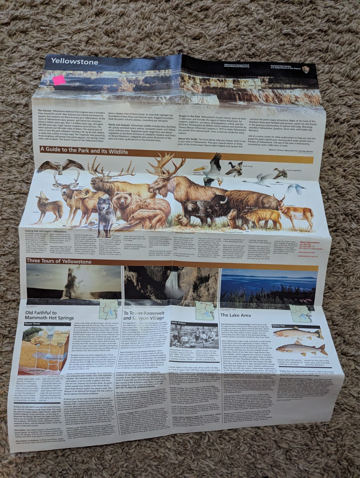 Yellowstone Map by National Park Service 2016 Idaho/Montana/Wyoming Dept Interio