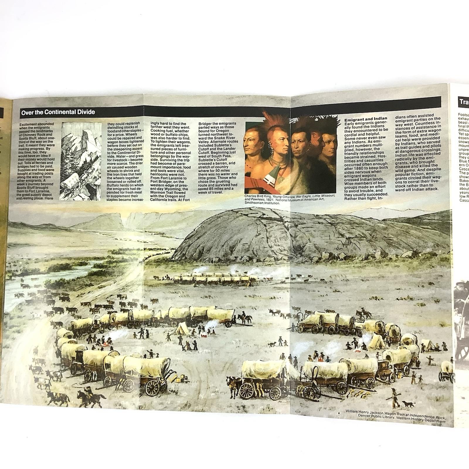 Oregon Trail National Historic Trail Map & Tourist Guide 1985 Covered Wagons