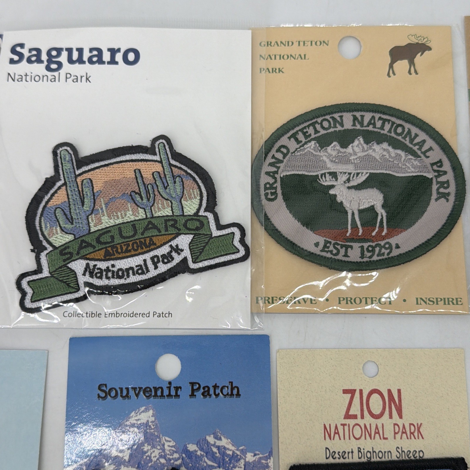 NATIONAL PARKS IRON-ON PATCHES LOT SAGUARO ACADIA TETON ZION GLACIER BRYCE ROCKY