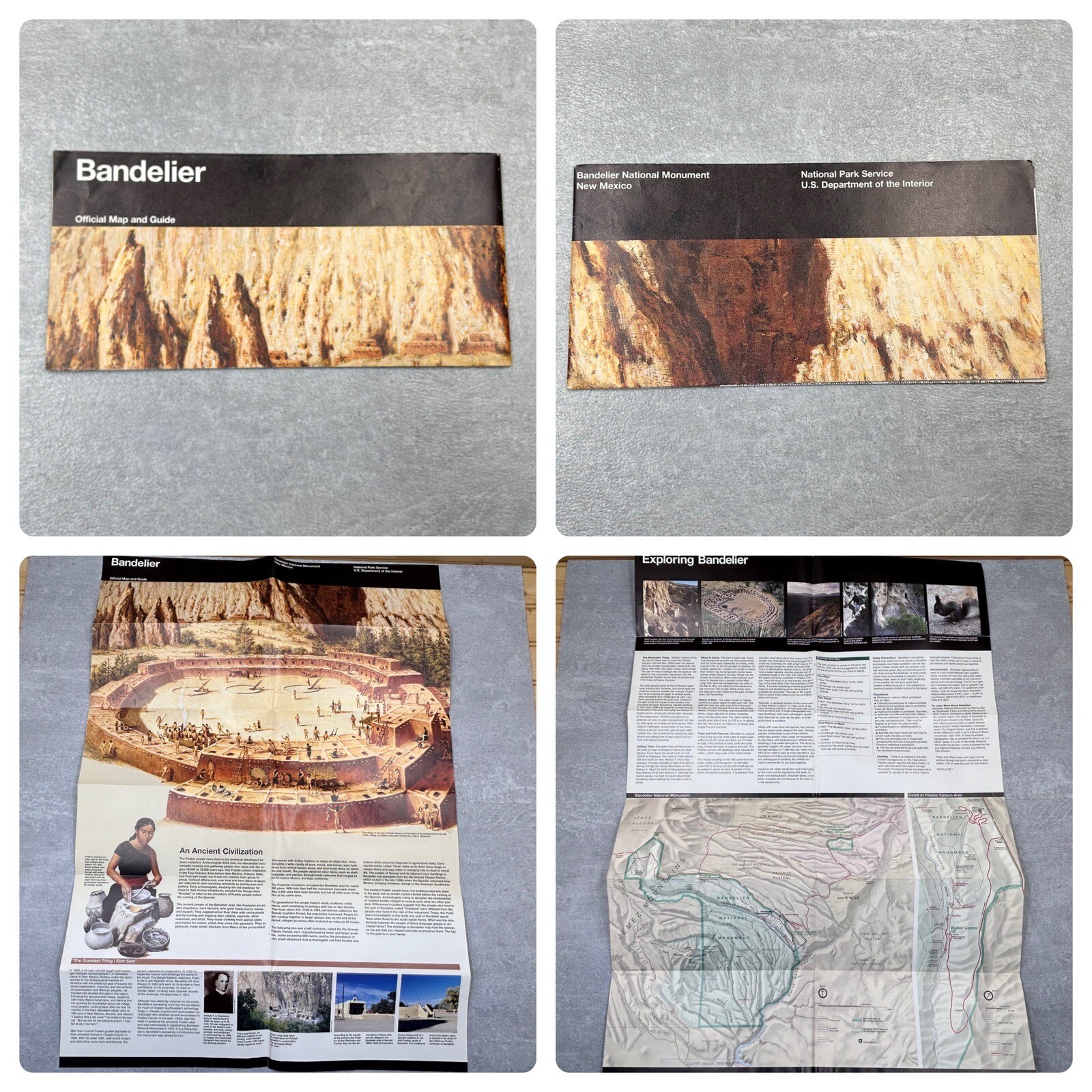Vintage 1997 Bandelier National Park Service Official Map and Guide New Mexico
