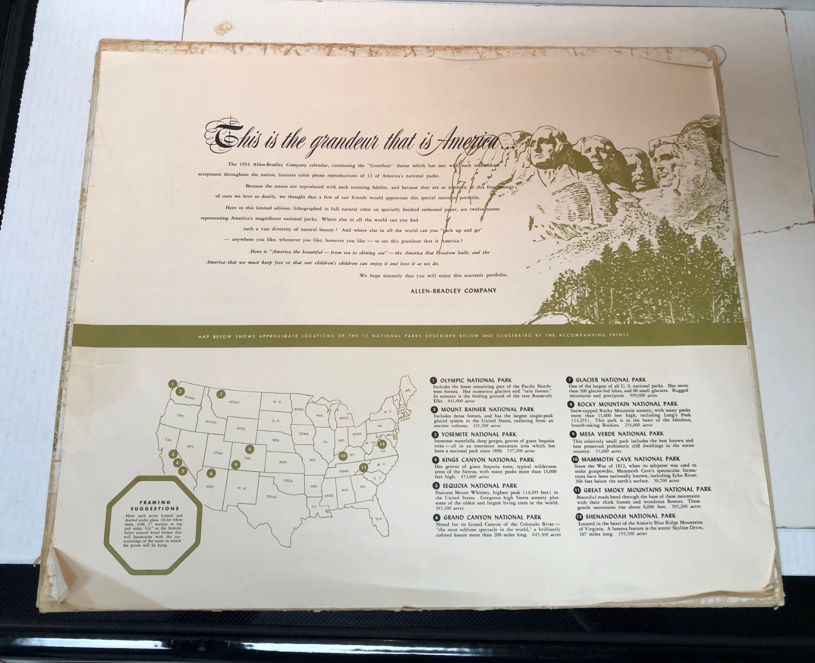 RARE 1953 National Parks Portfolio No. 1 12 lithograph scenes on special paper