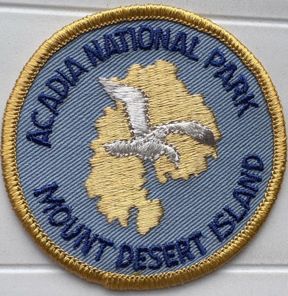 Vintage Mount Desert Island Acadia National Park Round Embroidered Sew-on Patch