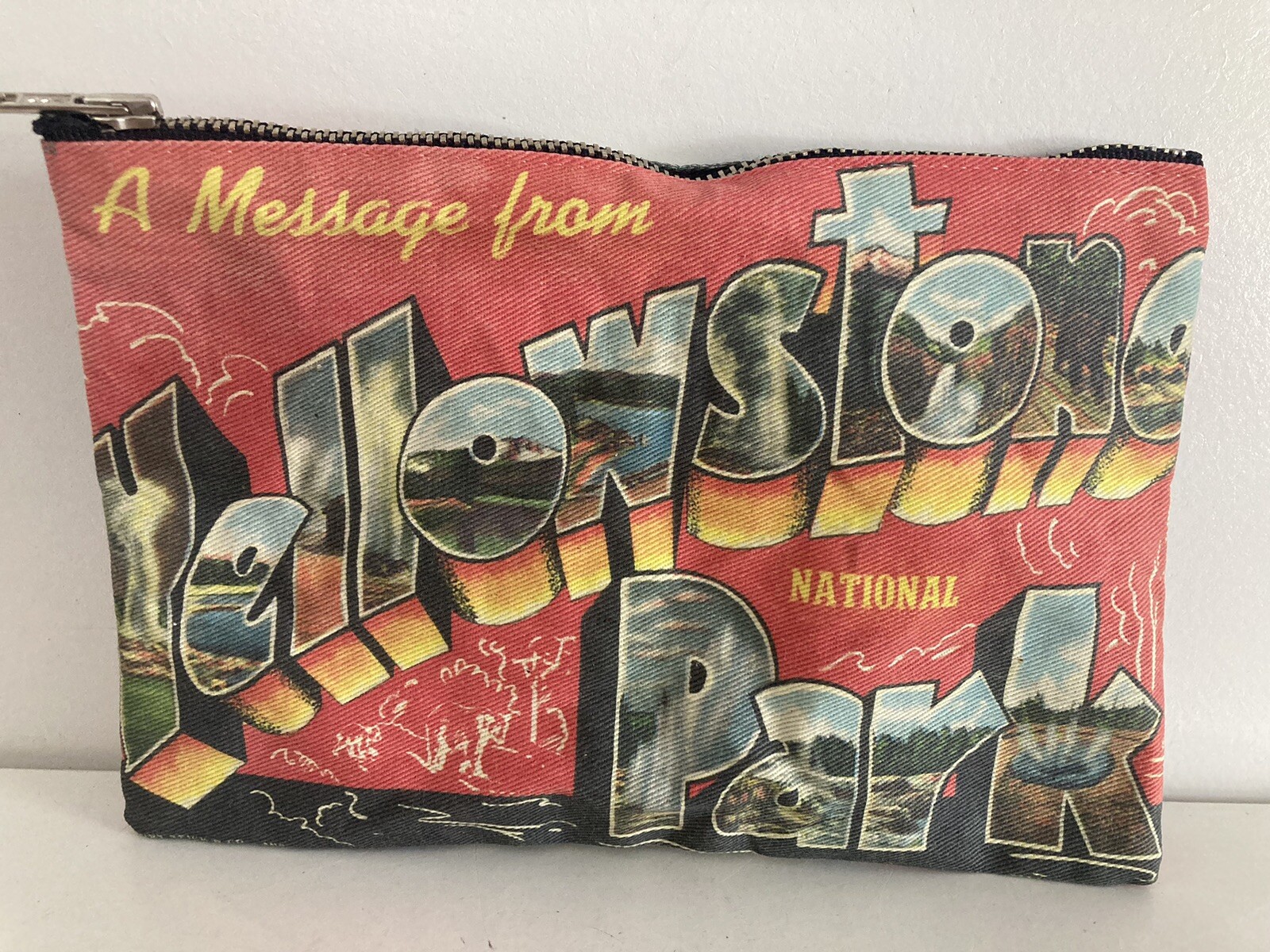 Yellowstone National Park Cloth Pouch With Zipper Geyser Red Cute Outdoor Life