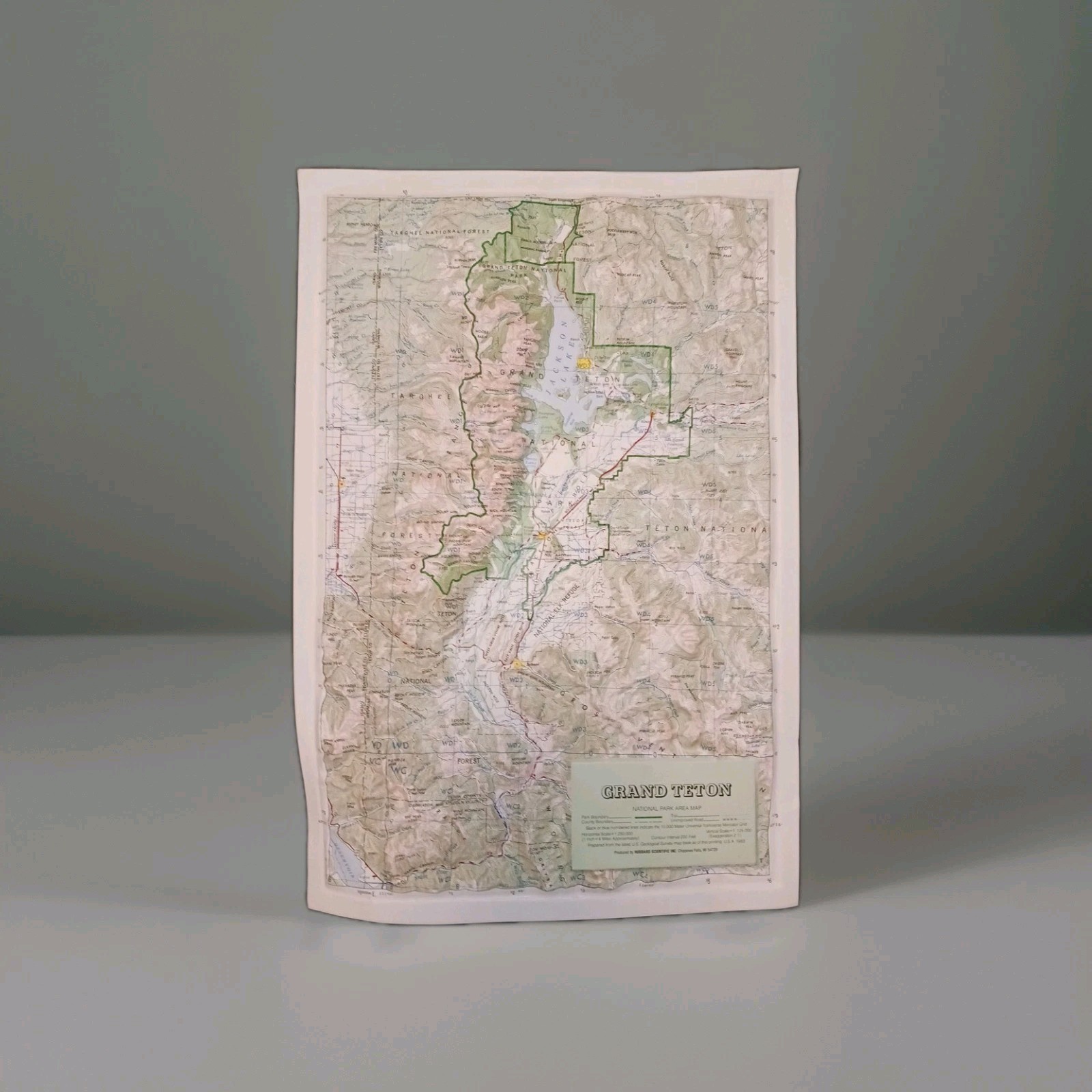 Vintage Grand Teton National Park Area Map 3D Raised Relief 1983