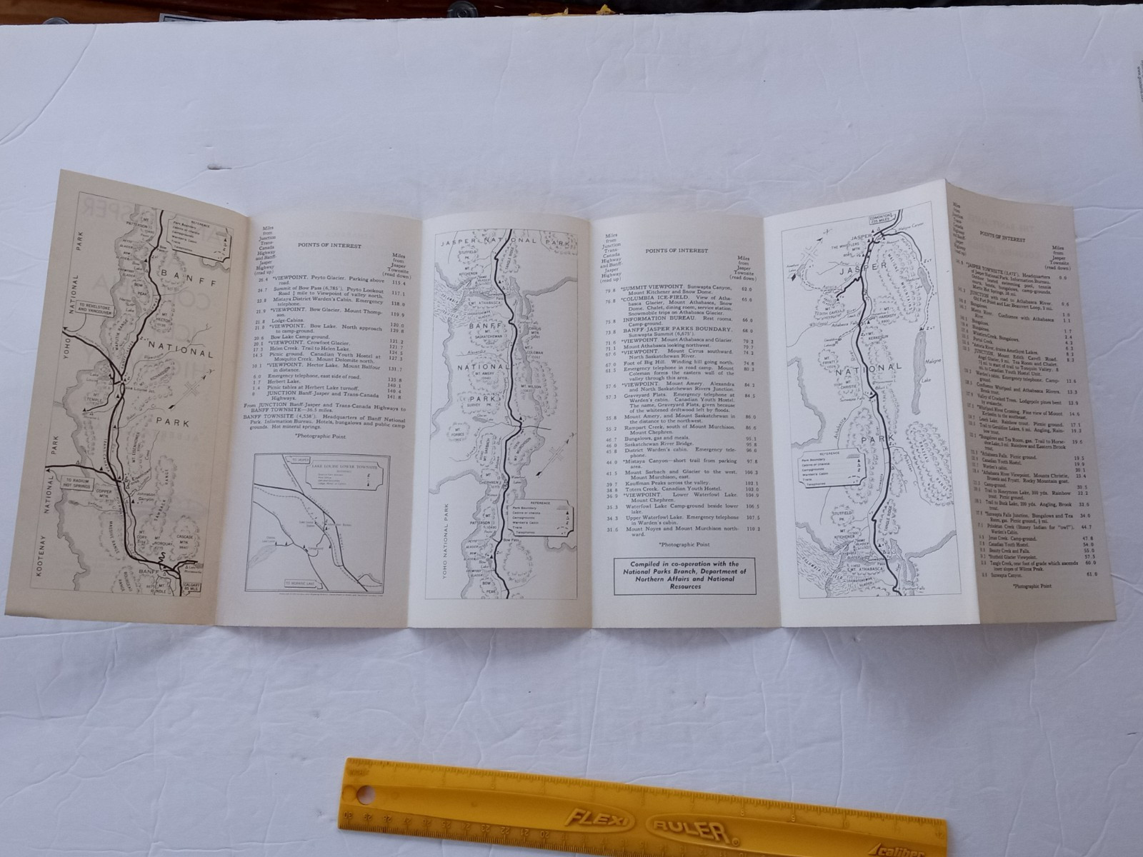 BANFF JASPER and COLUMBIA ICE FIELD HIGHWAY Map 1959 Brochure Alberta Canada