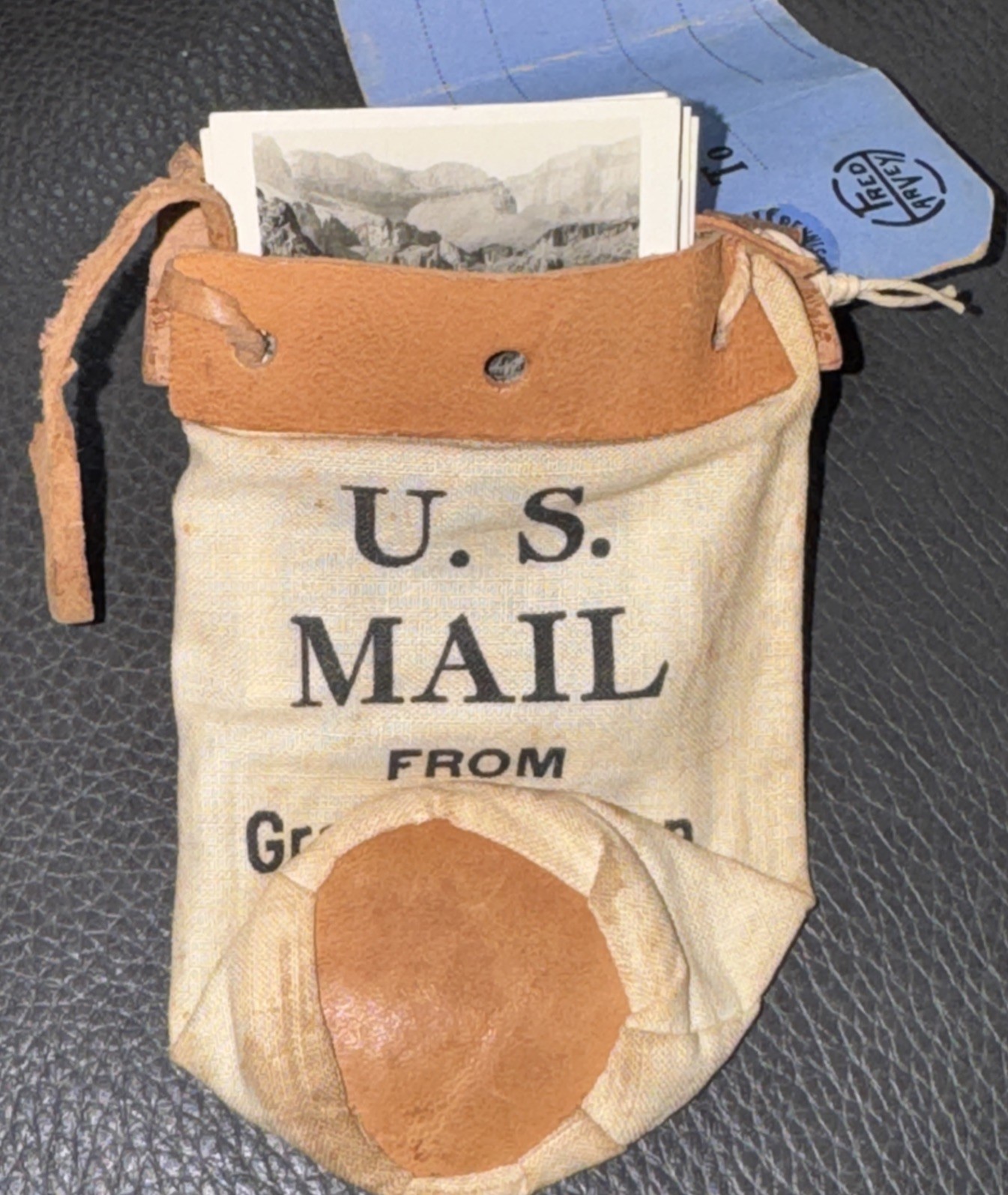 Vintage US Mail Grand Canyon National Park Souvenir Pouch 12 Photos Fred Harvey
