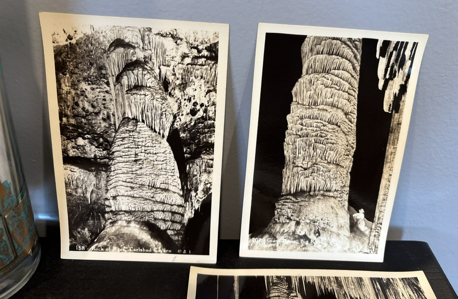 10 Carlsbad Caverns National Park Real Photo Postcards Vntg. Glass Drink Tumbler