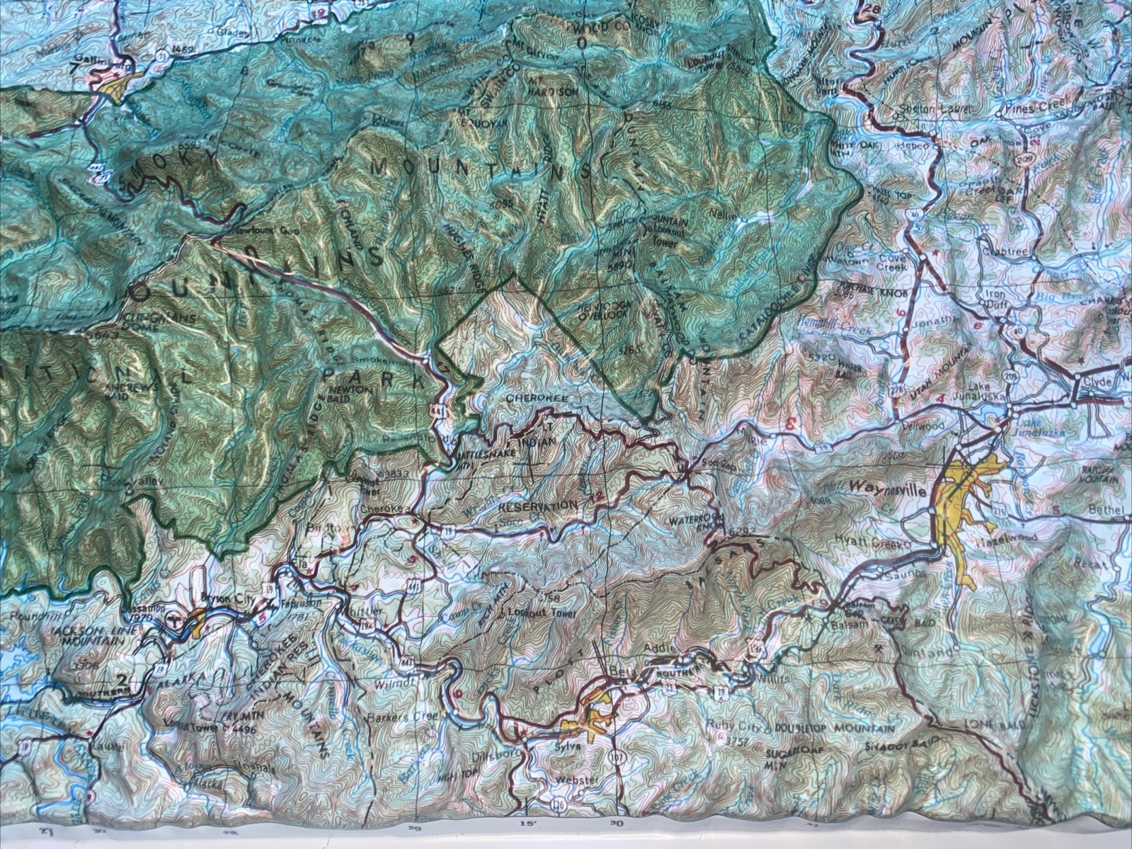 3D Plastic Topographical Relief Map Great Smoky Mountains Produced By Hubbard