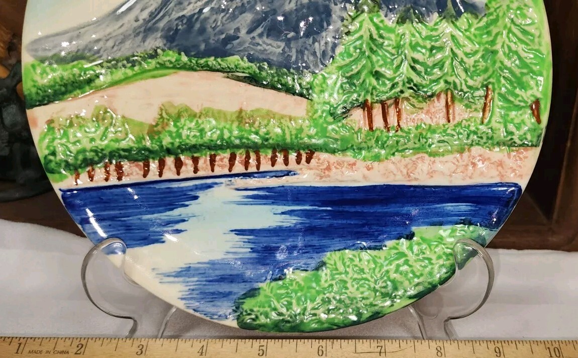Rare Lassen Volcanic National Park Hand Painted Embossed Souvenir Hanging Plate