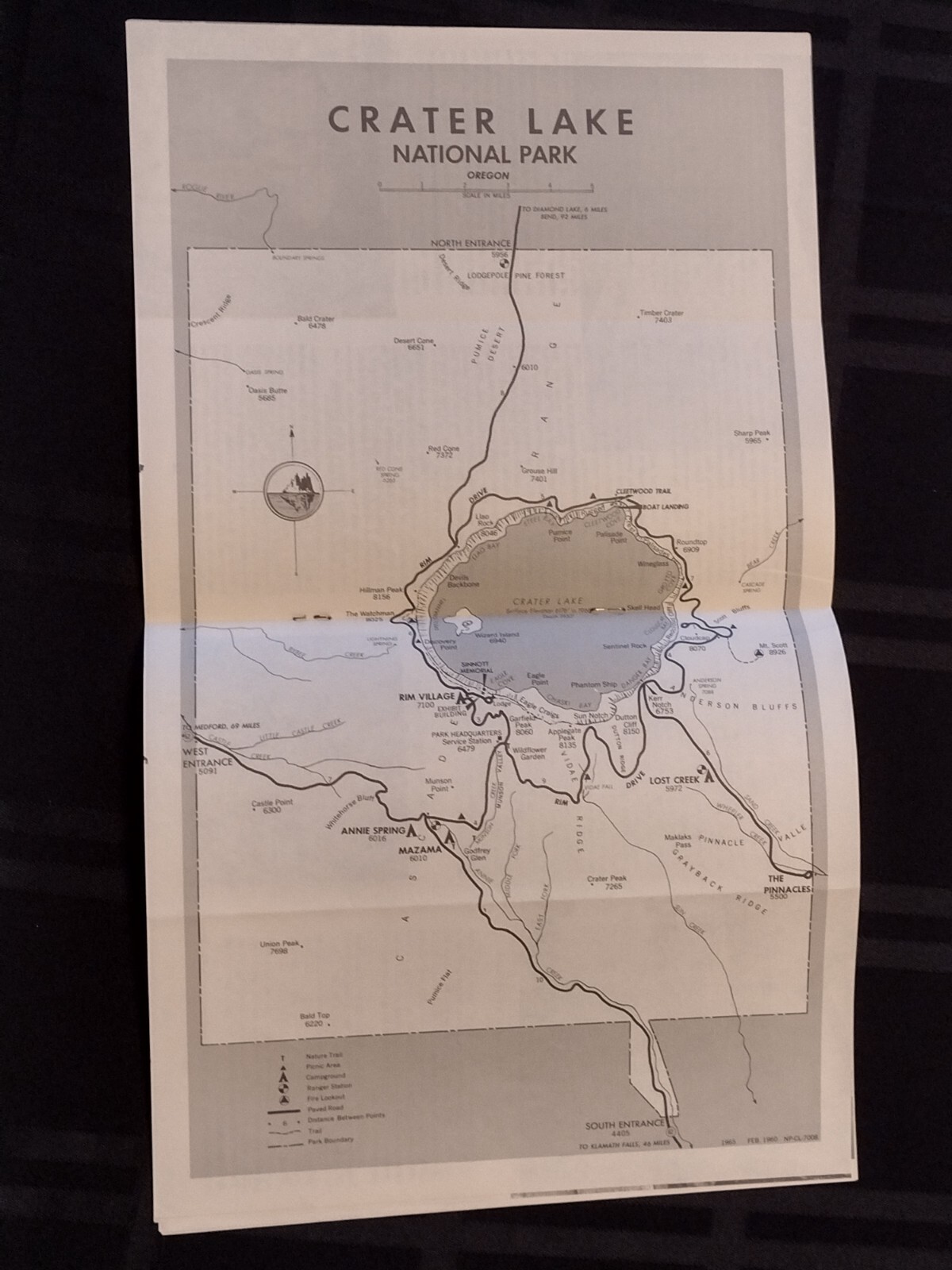 Vintage Crater Lake Oregon National Park Booklet / Map, 1919-1966 NPS Stamped
