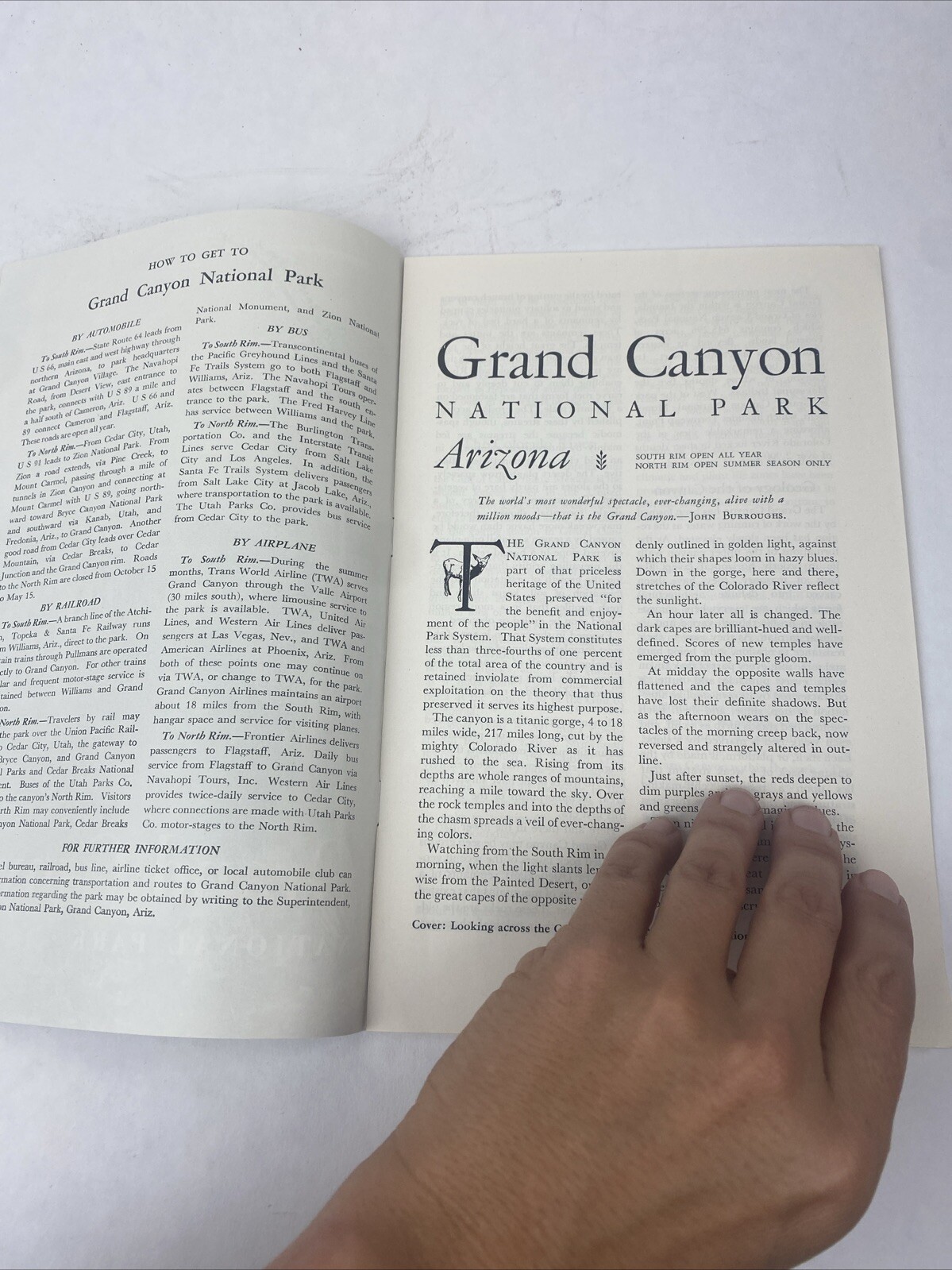 1952 Vintage Grand Canyon National Park Arizona Booklet Visitor’s Guide