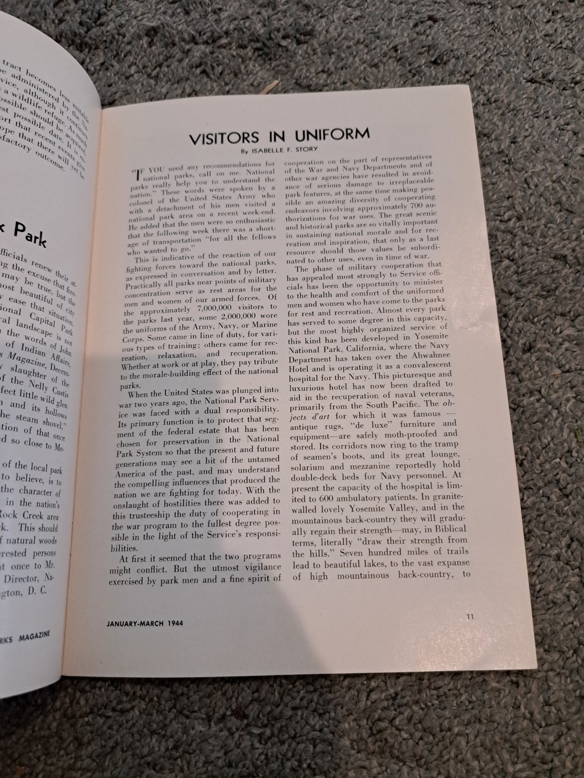 January-March 1944 National Parks Magazine Mount Rainier Everglades Jackson Hole