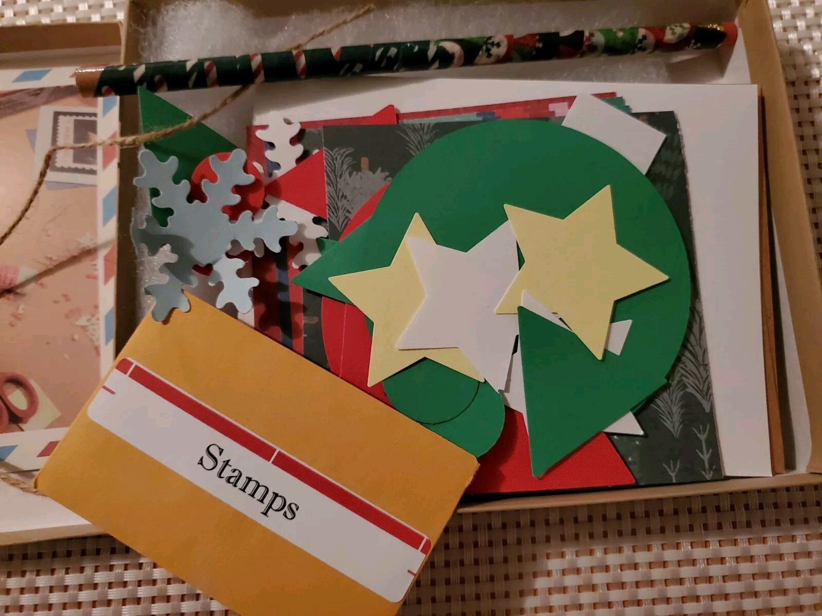 Smithsonian National Postal Museum SCRAPBOOKING KIT Stamps Twine Cutouts Pencil