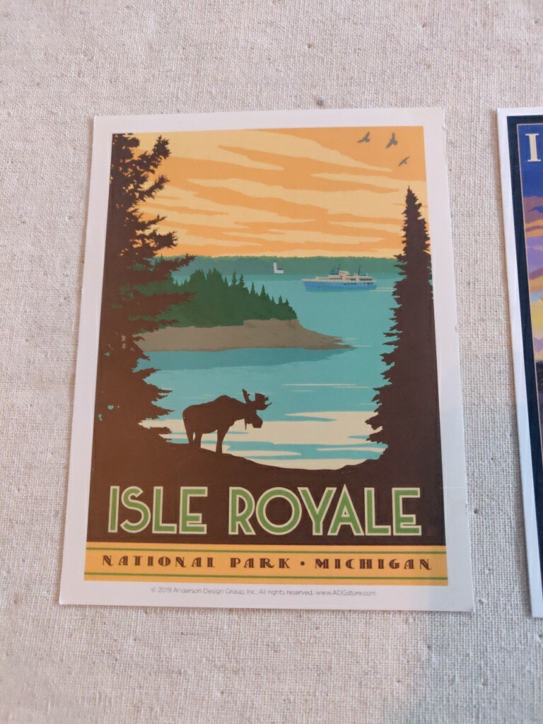 VTG Isle Royale National Parks 100th Anniversary Illustrated Print Post Cards