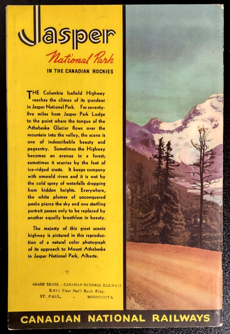 Vintage Jasper National Park in The Canadian Rockies Travel Guide dated 1938