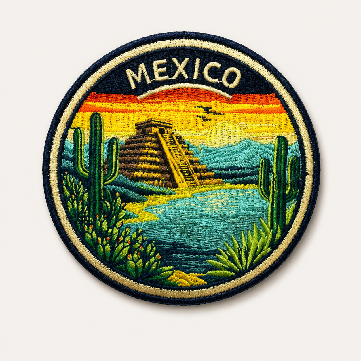 Chichen Itza Mexico Patch 3″ Iron On Embroidered Pyramid Travel Souvenir