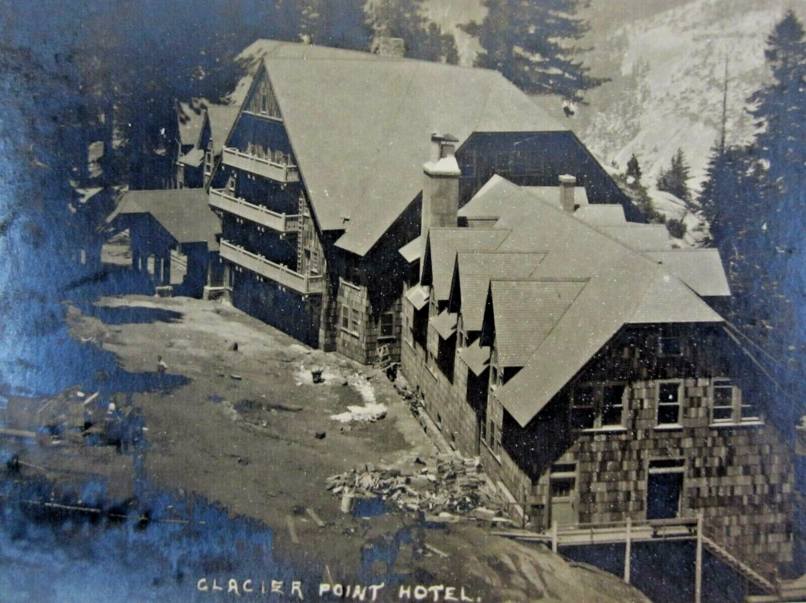 Yosemite National Park Glacier Point Hotel Resort Camp Curry Photo Postcard 1919