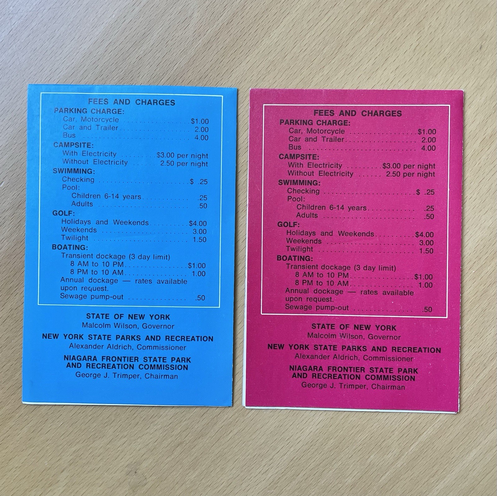 Niagara State Park 2 Brochures Map Reservation Fort 50 Years Vtg 1970s Folding