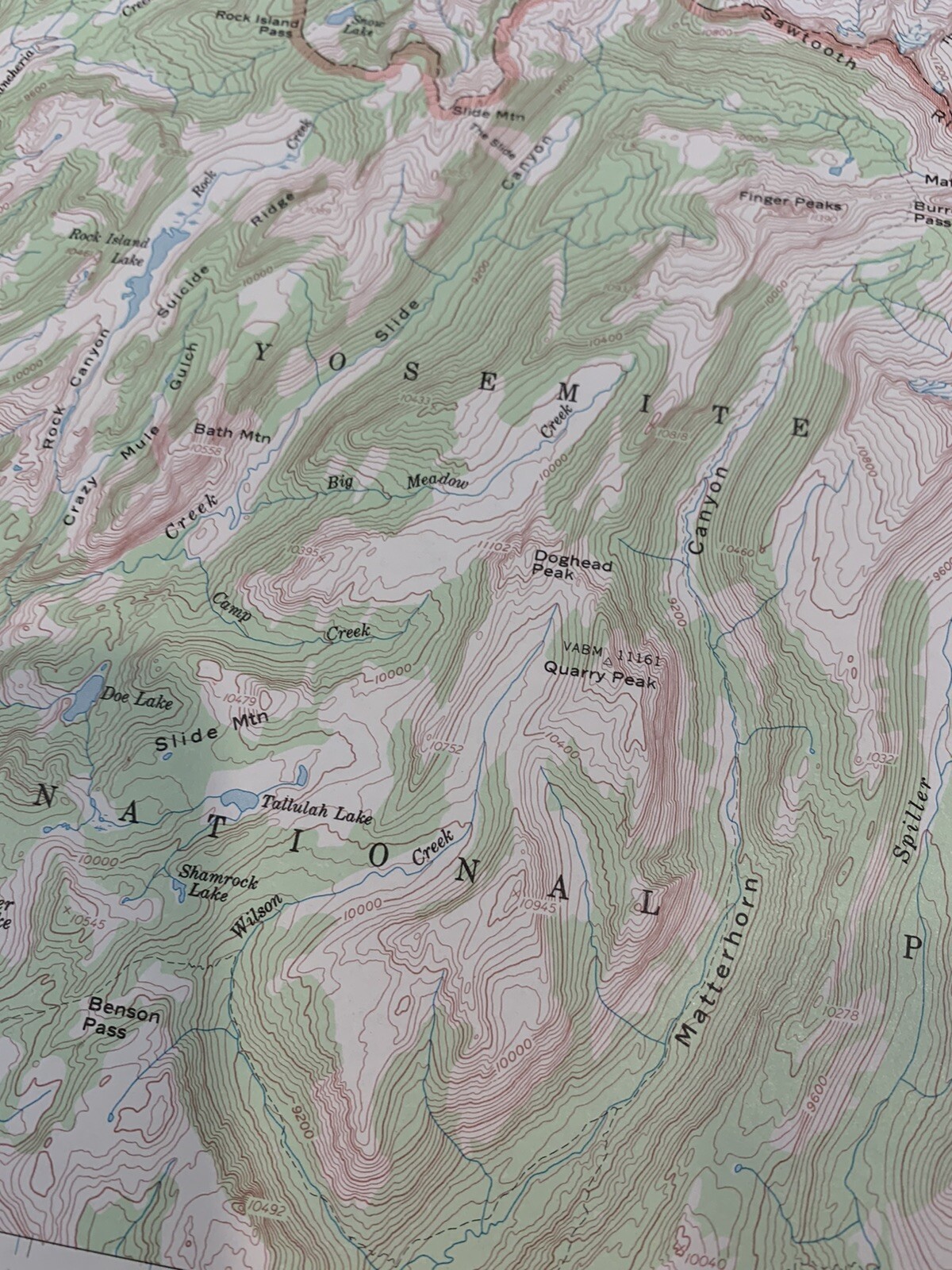 VTG 1956 Topographic Map Matterhorn Peak Yosemite, CA 21″ x 17″