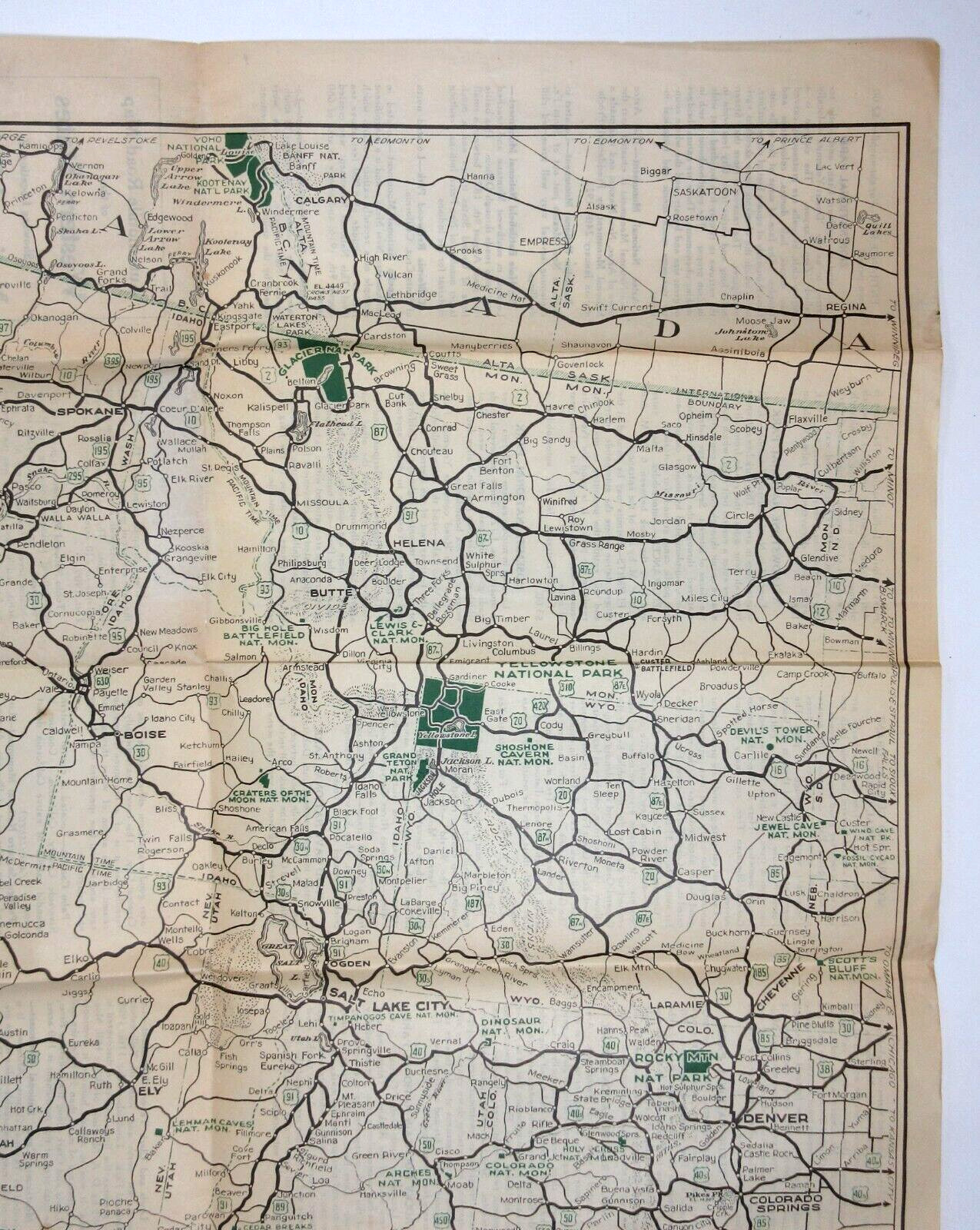 Vintage Yosemite Yellowstone Grand Canyon Map So Cal Auto Club Los Angeles 1930s