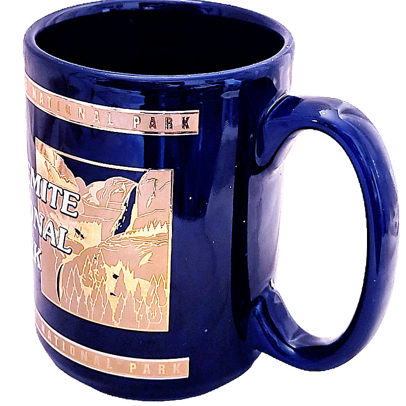 Yosemite National Park Cobalt Blue 24K Gold American Eagle Flag Coffee Mug Cup