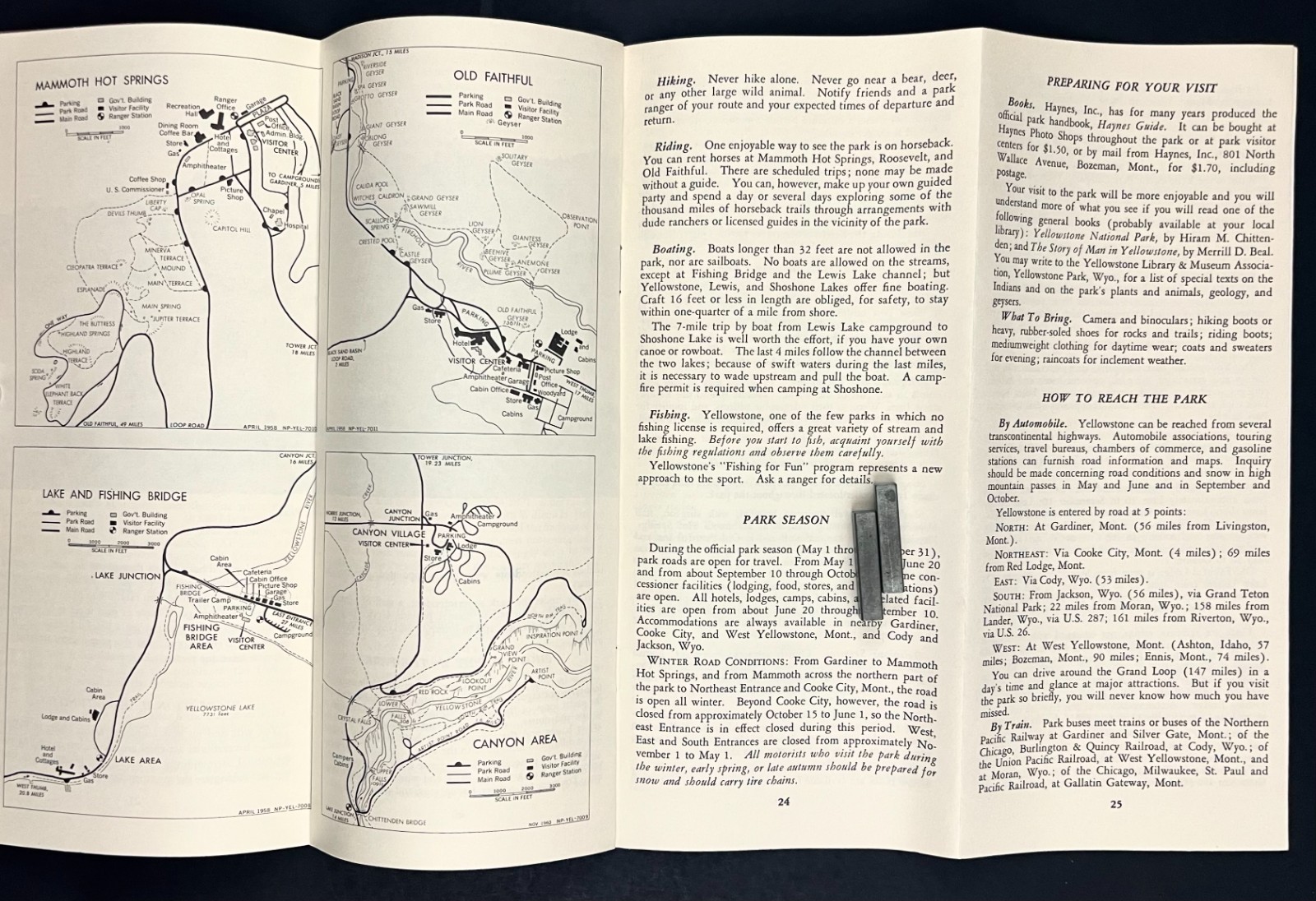 1962 Yellowstone National Park Service Guide WY MT ID Vintage Travel Booklet