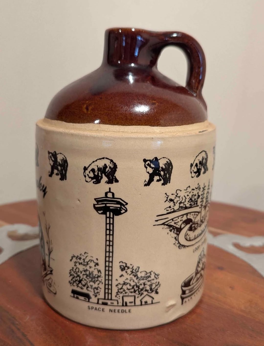 Vintage Great Smoky Mountains Small Souvenir Stoneware Nip Jug Marked USA