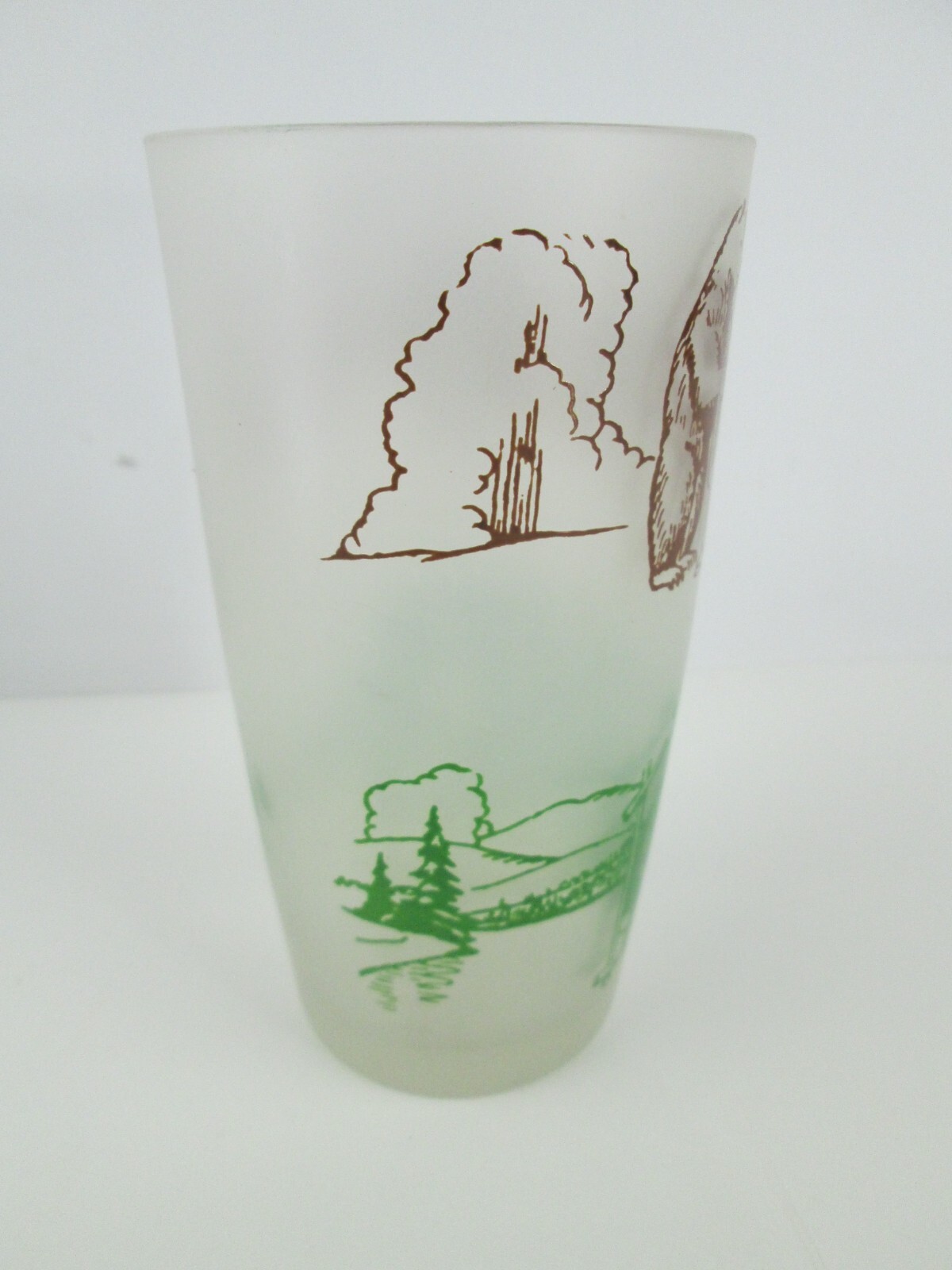 Vintage Yellowstone Park w/Bears Lower Falls Frosted Souvenir Glass