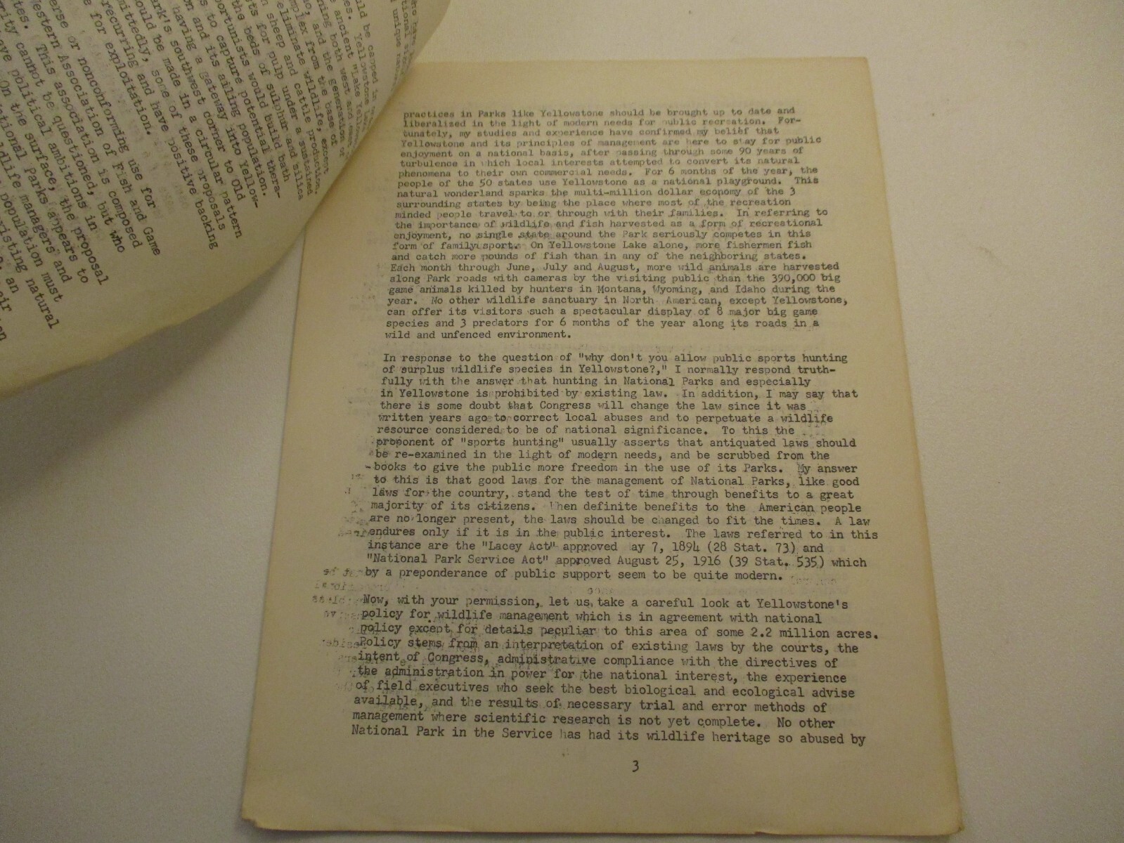 1962 Public Sport Hunting Yellowstone National Park Essay Speech Robert McIntyre