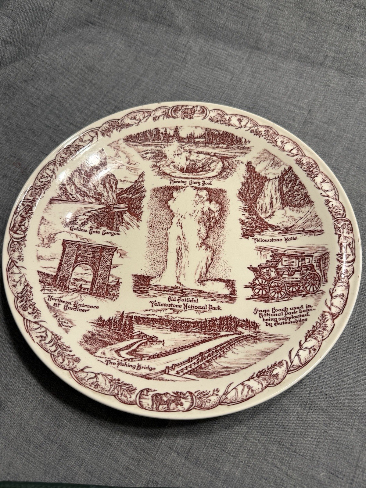 YELLOWSTONE NATIONAL PARK Vintage Vernon Kilns Collectors Plate Artist: KLINKER