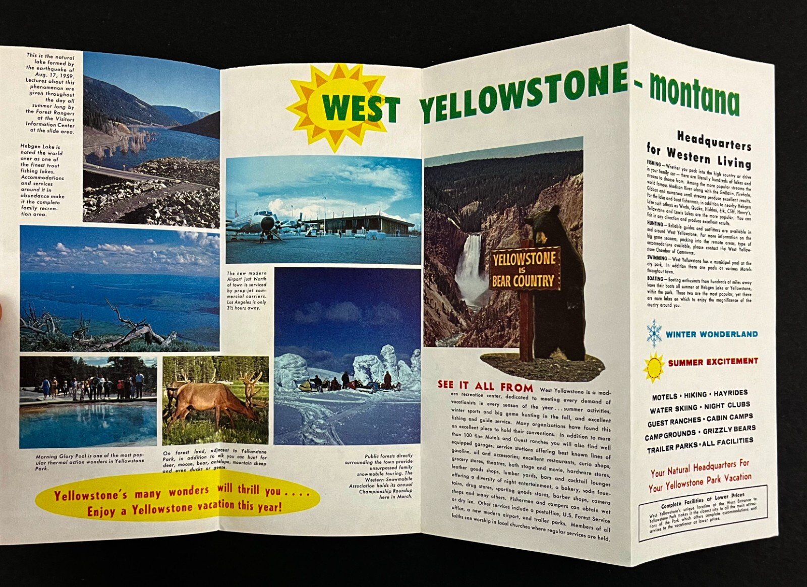 1960s West Yellowstone National Park Montana MT Vacation VTG Travel Brochure