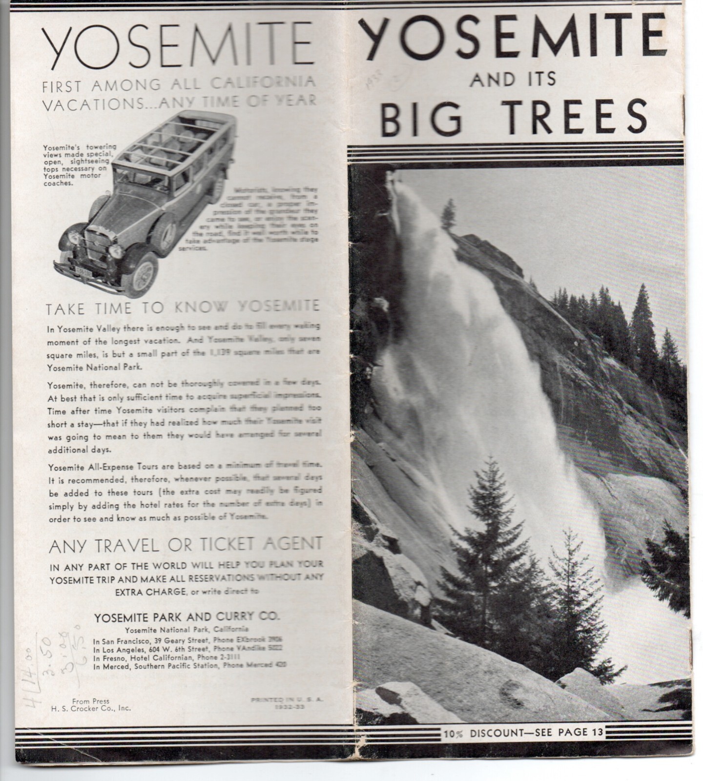 1932 Yosemite Promotional Brochure ” Yosemite and it’s Big Trees “