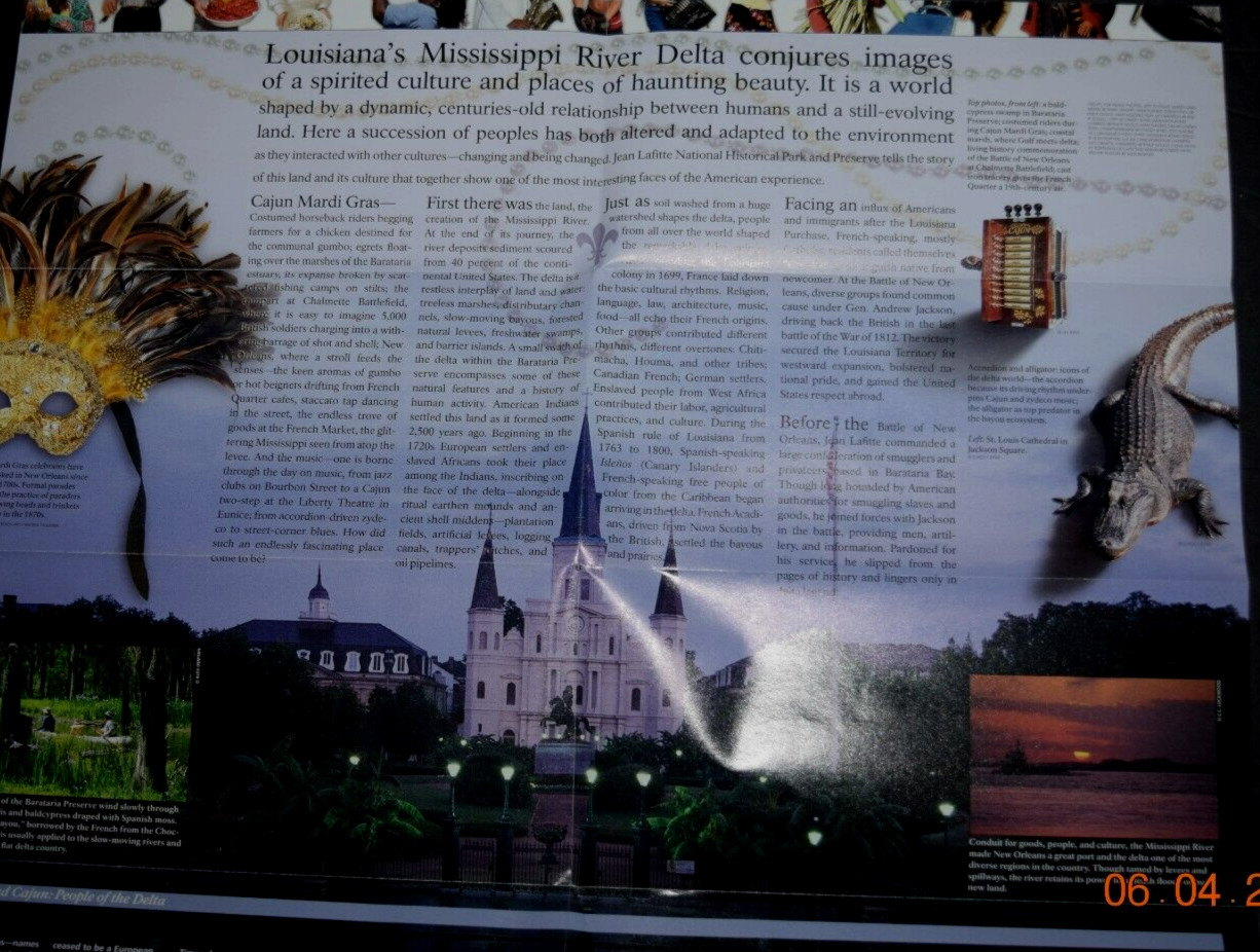 NPS NTL HISTORICAL LOUISANA BROCHURE “Jean Lafittte,” (4.00″ x 8.25″ Folded) New